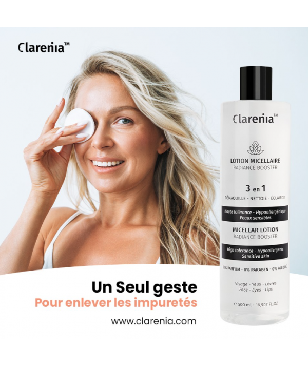 Lotion micellaire radiance booster 3en1 - Clarenia - 500 mL