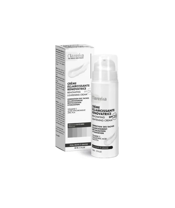 CLARENIA CREME ECLAIRCISSANTE RENOVATRICE SPF20 PEAU MIXTE A GRASSE 50ML