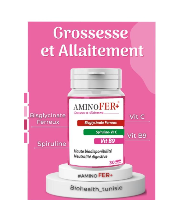 BIOHEALTH AMINOFER+ Grossesse et Allaitement 30 Gelules