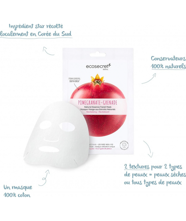 Ecoscret seoul masque visage à l'extrait naturel de grenade
