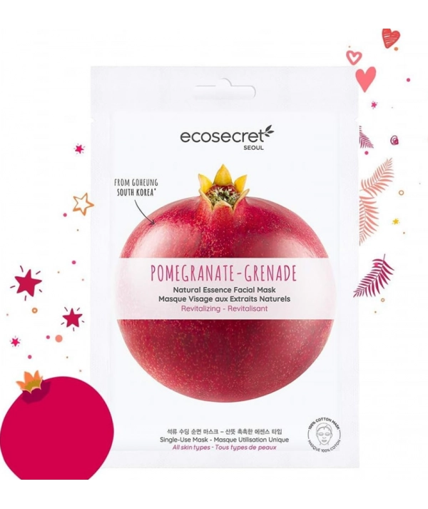 Ecoscret seoul masque visage à l'extrait naturel de grenade Ecoscret seoul masque visage à l'extrait naturel de grenade