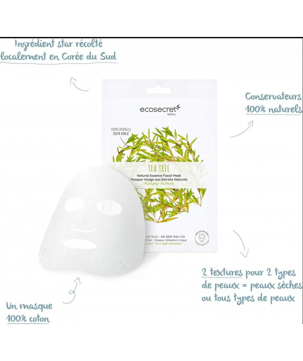 Ecoscret seoul masque visage à l'extrait naturel de tea tree
