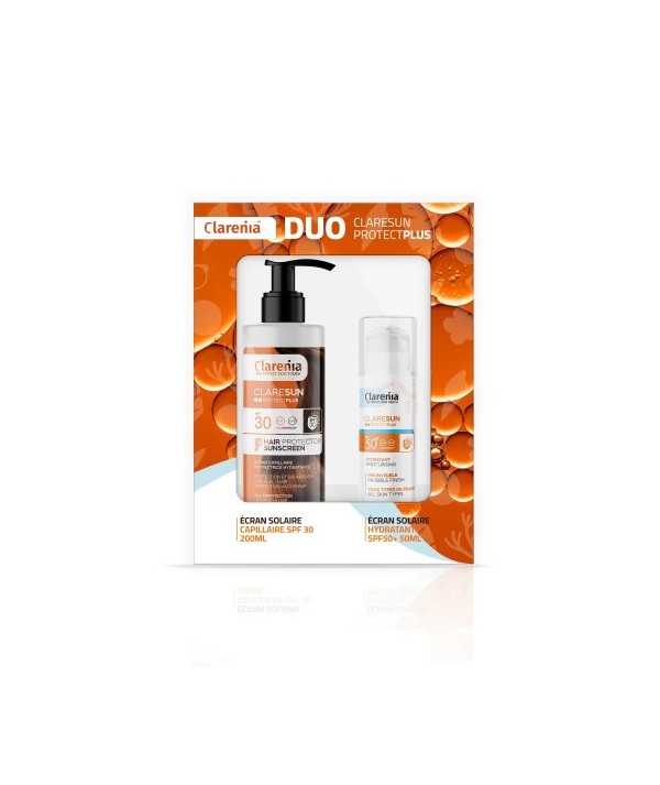 COFFRET SOLAIRE CLARENIA DUO ÉCRAN HYDRATANT INVISIBLE SPF50+ ET ÉCRAN CAPILAIRE -40%