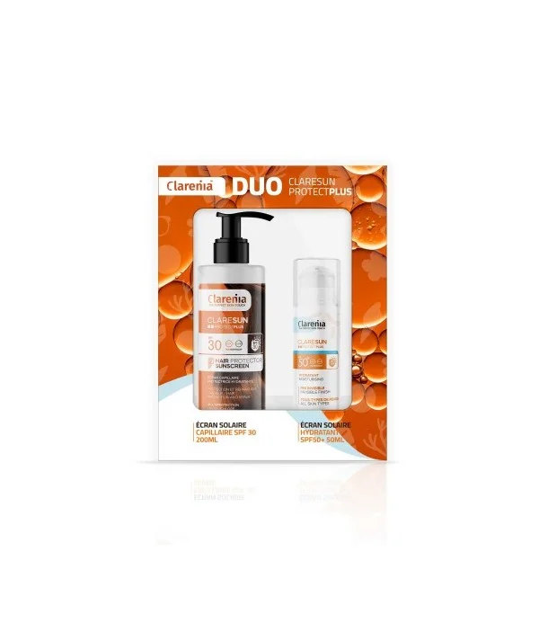COFFRET SOLAIRE CLARENIA DUO ÉCRAN HYDRATANT INVISIBLE SPF50+ ET ÉCRAN CAPILAIRE -40%