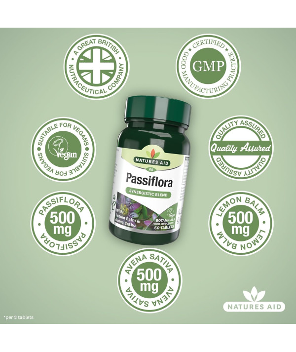Natures Aid Passiflora Complex 60 comprimés végétaliens pour la santé digestive