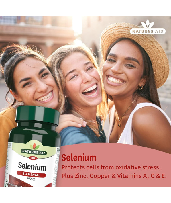 Natures Aid 200ug Sélénium - Pack de 90 Comprimés