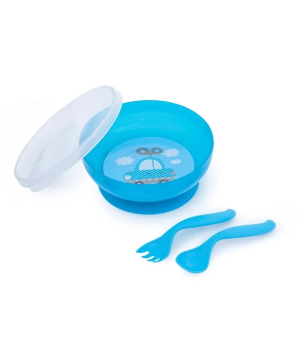 Canpol Bol avec Couverts et Couvercle "Bleu" 350ml