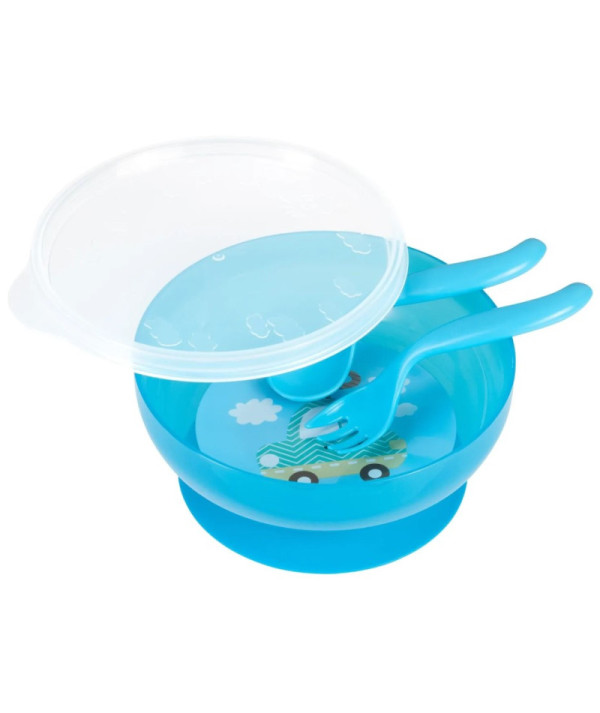 Canpol Bol avec Couverts et Couvercle "Bleu" 350ml