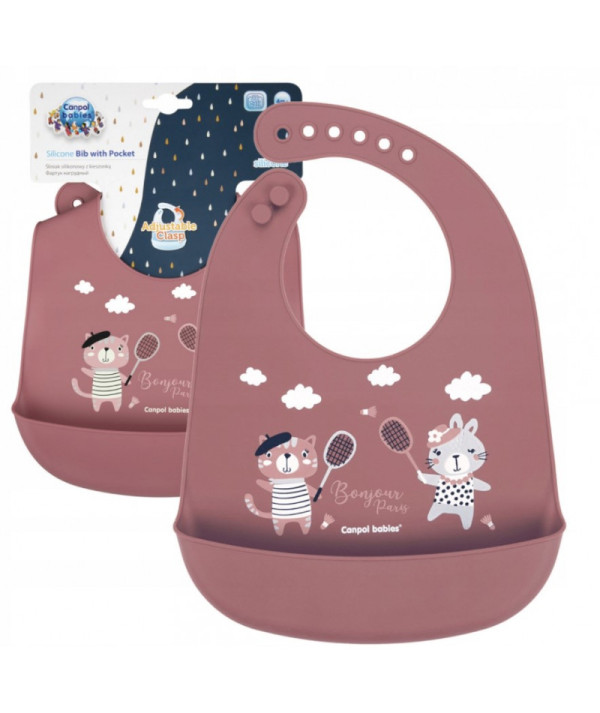 Canpol Bavoir Silicone avec Poche "Rouge"