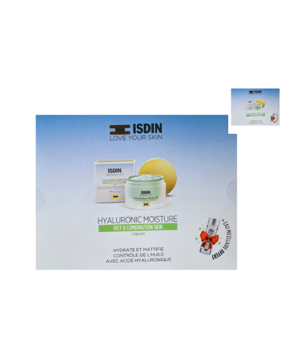 ISDIN COFFRET CREME HYDRATANTE A L'ACIDE HYALURONIQUE PEAUX GRASSES+EAU MICELLAIRE 30ML (OFFERT)