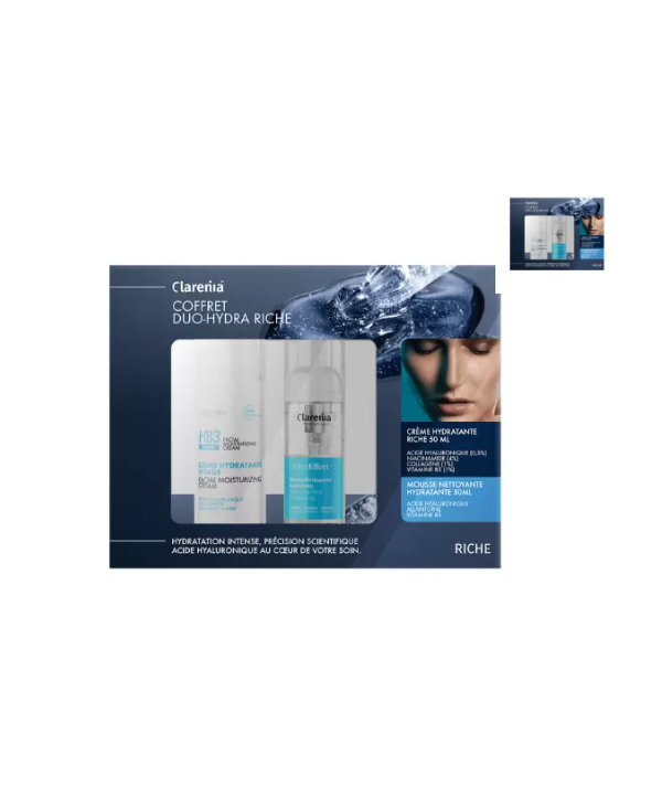 CLARENIA COFFRET DUO-HYDRA RICHE+MOUSSE HYDRATANTE 50ML(OFFERT)