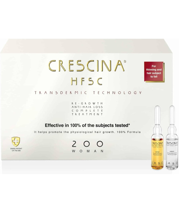 Crescina HFSC Transdermic Technology Physiologique Croissance des Cheveux 200 Femmes 20 Fioles