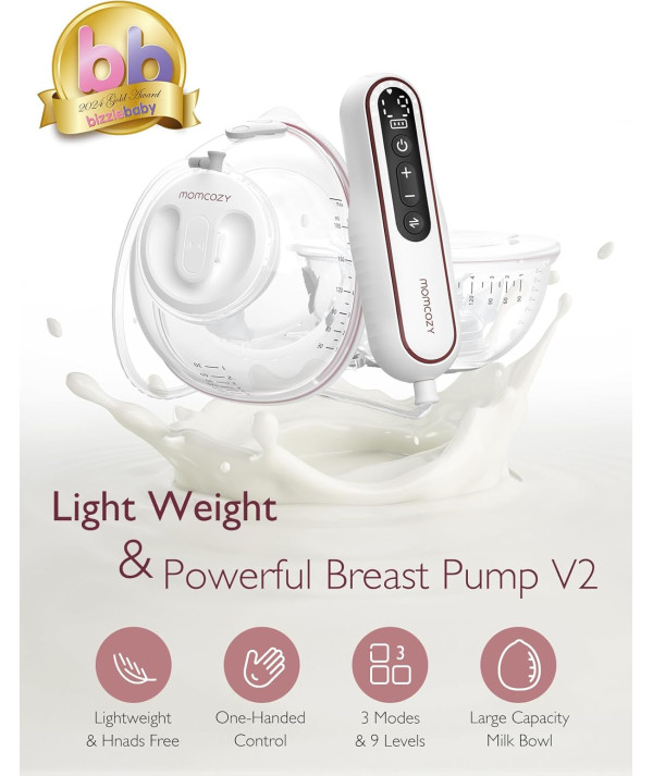 Momcozy V2 Pro Tire Lait Électrique Mains Libres Ultra Léger de Qualité Hospitalière