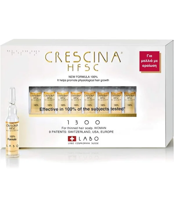 Crescina HFSC Traitement de croissance des cheveux clairsemés pour femme 20 fioles (1300 - Perte de cheveux sévère)