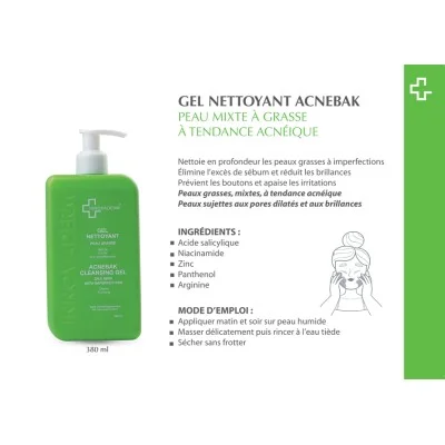 INNOVADERM ACNEBAK GEL NETTOYANT PEAU GRASSE 380ML
