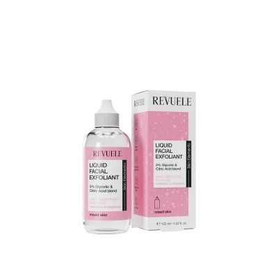 REVUELE LIQUID FACIAL EXFOLIANT 5% GLYCOLIC + CITRIC ACID PEELING EXFOLIANT POUR PEAUX MIXTES 125ML