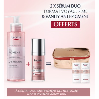 EUCERIN PACK ANTI PIGMENT SERUM DUO 30ML + GEL NETTOYANT 200ML+TROUSSE