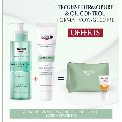 EUCERIN DERMOPURE K10 SOIN RENOVATEUR CUTANEE 40ML+GEL NETTOYANT AVEC POMPE 200ML+TROUSSE