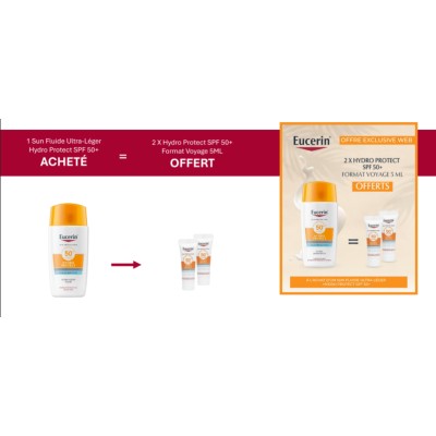 EUCERIN PACK HYDRO PROTECT FLUIDE ULTRA LEGER SPF 50+2 hydro sun format voyage 5 ml
