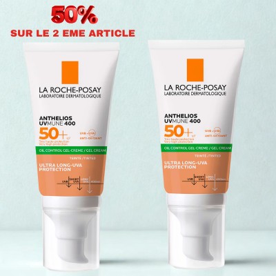 LA ROCHE POSAY ANTHELIOS UVMUNE 400 OIL CONTROL GEL CREME TEINTE SPF50+ 50ML(50% SUR LE 2EME)