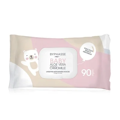 BYPHASSE BABY LINGETTES ALOE VERA EXTRAIT DE CAMOMILLE 90 UNITES