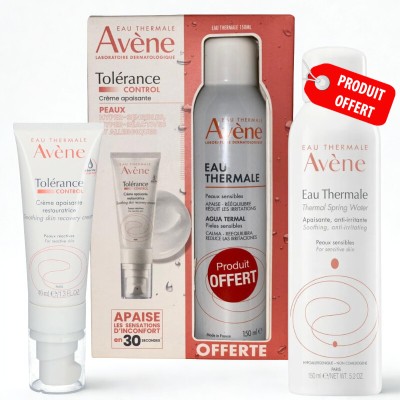 AVENE COFFRET TOLERANCE CONTROLE CREME APAISANTE RESTAURATRICE 40ML+EAU THERMALE 150ML (OFFERT)