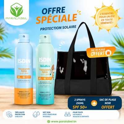 ISDIN Pack Photoprotection Spray Solaire Adulte SPF50+ 250 ml + Spray Kids SPF50+ 250 ml + Sac de Plage Noir Offert
