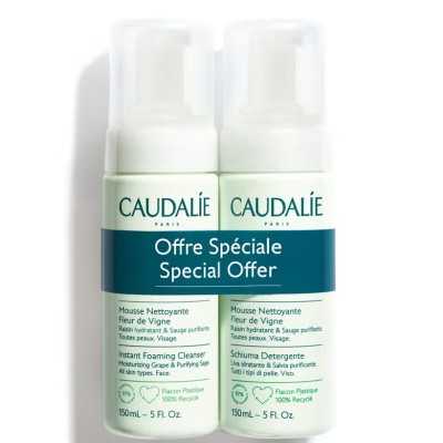 CAUDALIE VINOCLEAN DUO MOUSSE NETTOYANTE FLEUR DE VIGNE 150 ML LOT DE 2