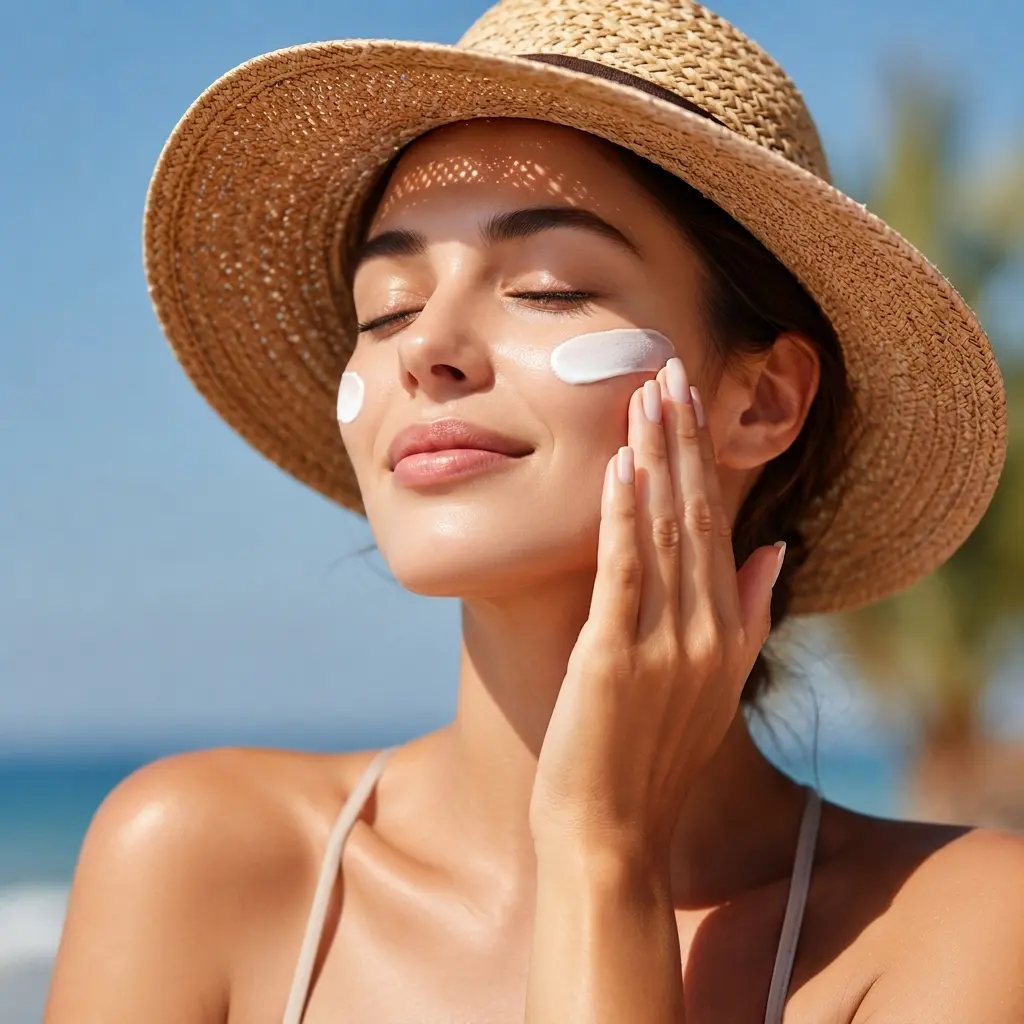Protection%20solaire%20%20Application%20dun%20soin%20solaire%20sur%20le%20visage